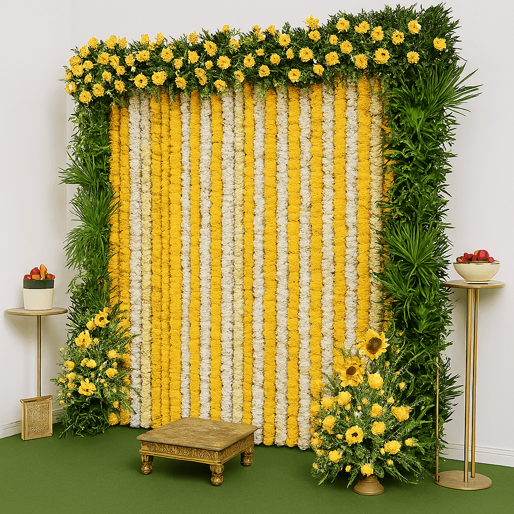 Marigold Backdrop: Floral Haldi/Mehndi Decor