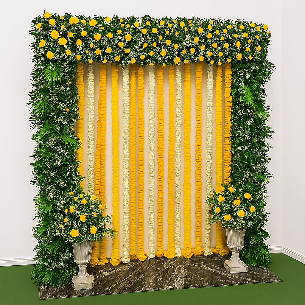 Marigold Backdrop: Floral Haldi/Mehndi Decor - Image 2
