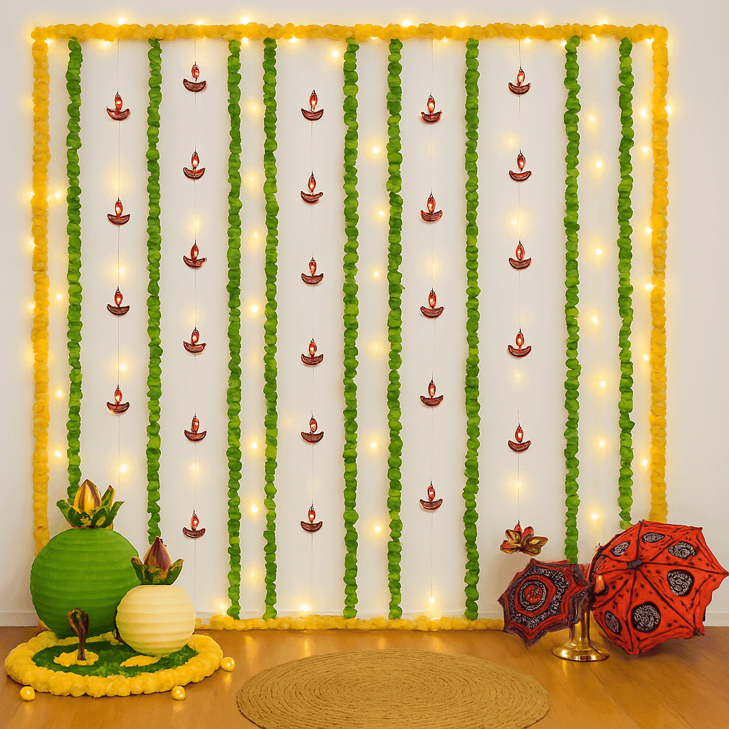 Sparkling Diwali Decor: Diya & Garland Setup