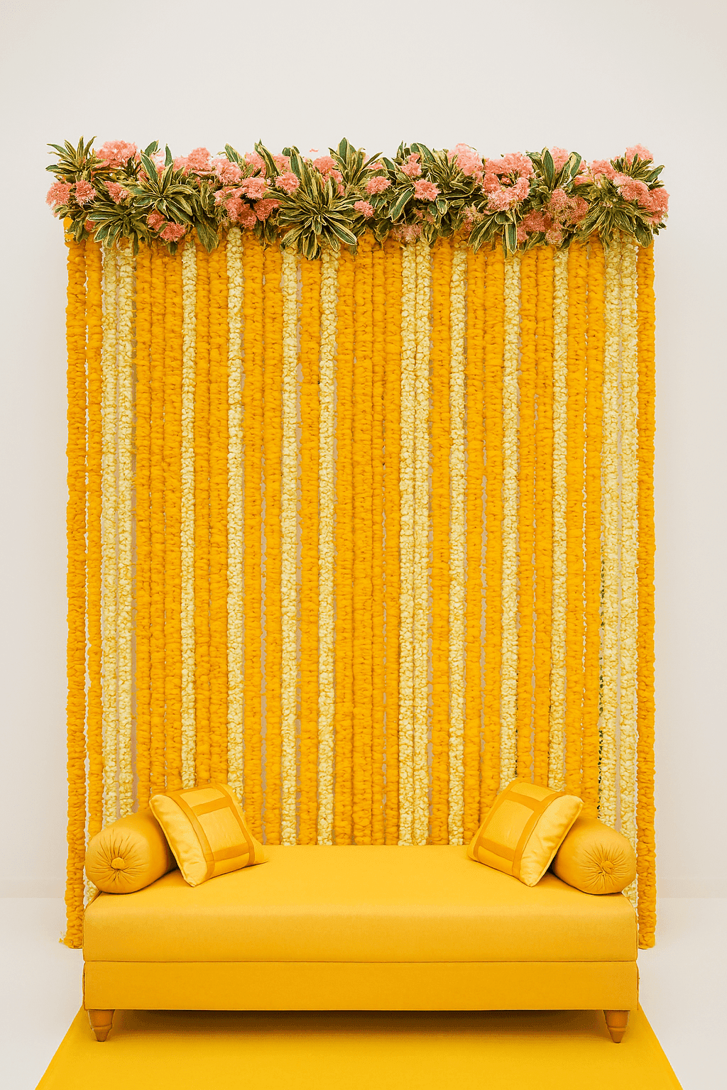The Perfect Backdrop: Floral Haldi/Mehndi Decor
