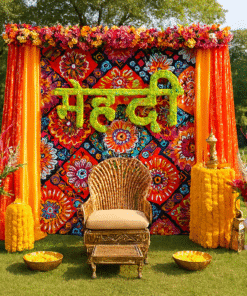 Unique Mehndi Decor : Mandala & Flower Setup