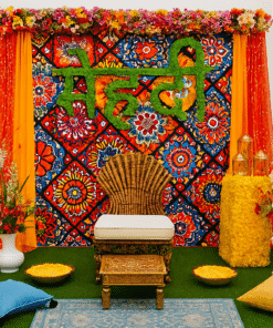 Alternative view of Unique Mehndi Decor : Mandala & Flower Setup