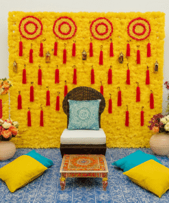 Vibrant & Chic: Pink and Yellow Haldi/Mehndi Decor