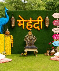 Vibrant & Grand: Peacock Theme Mehndi Decor