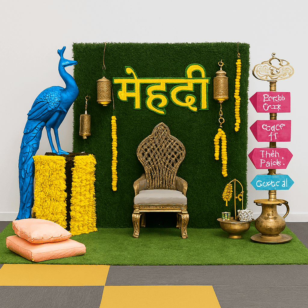 Vibrant & Grand: Peacock Theme Mehndi Decor - Image 2
