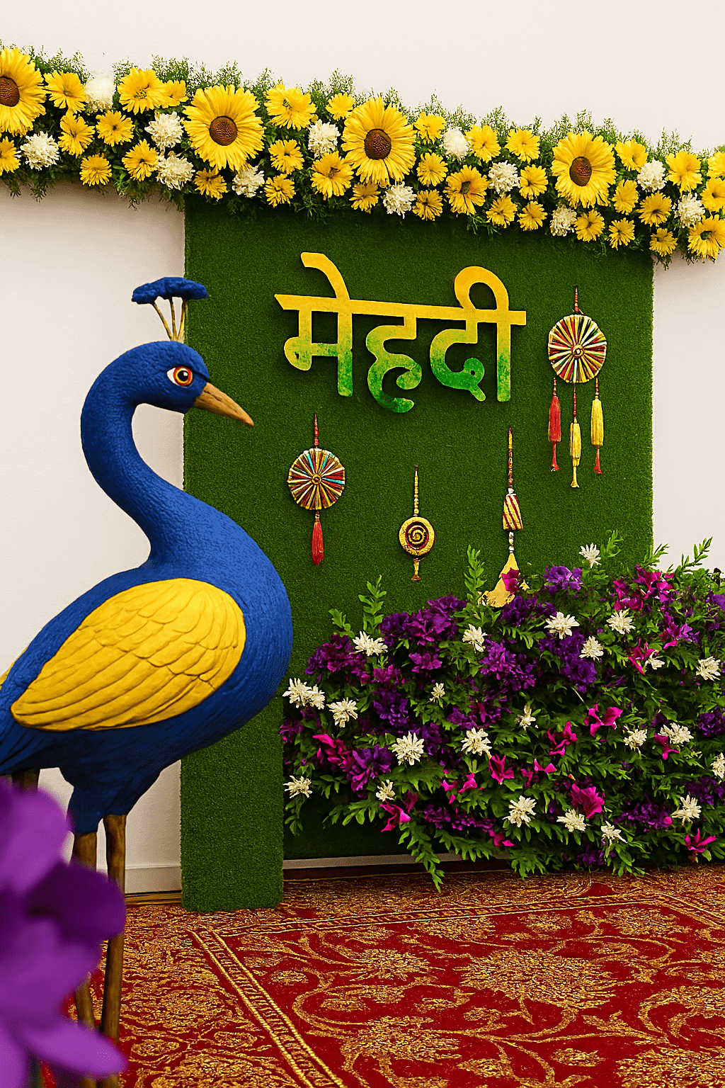 Vibrant & Grand: Peacock Theme Mehndi Decor - Image 4