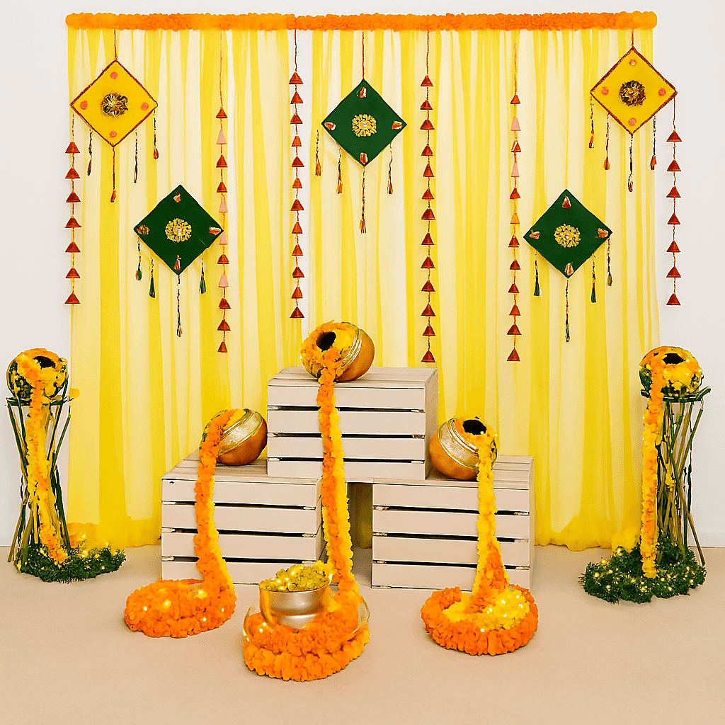 Vibrant & Joyful: Kite & Garland Haldi Decor