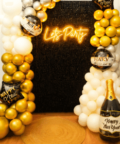 Sparkle and Glamour: The Black Sequin New Year Party Decor