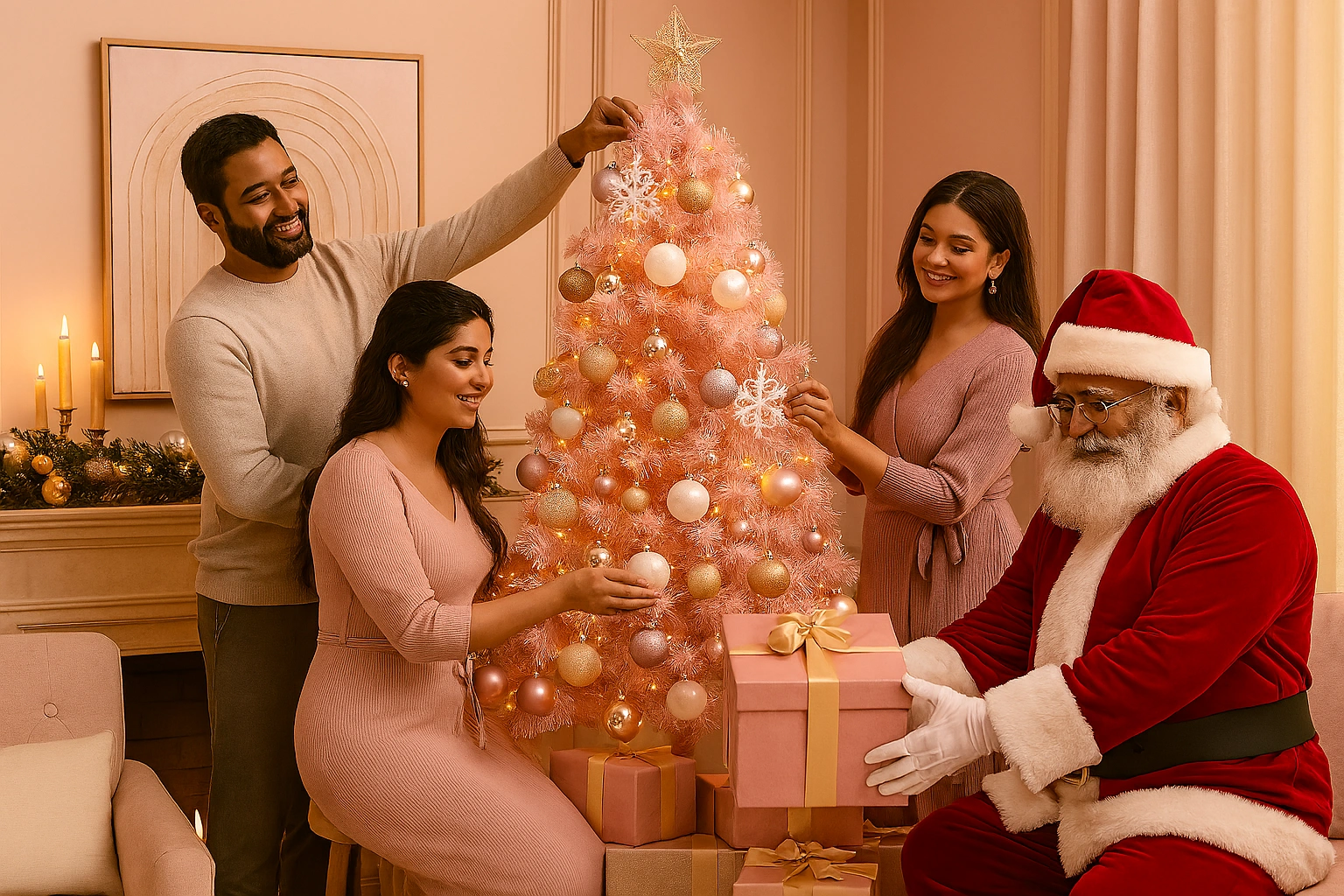 Festive Pink Dream: 6ft Pine Tree Decoration - Image 3