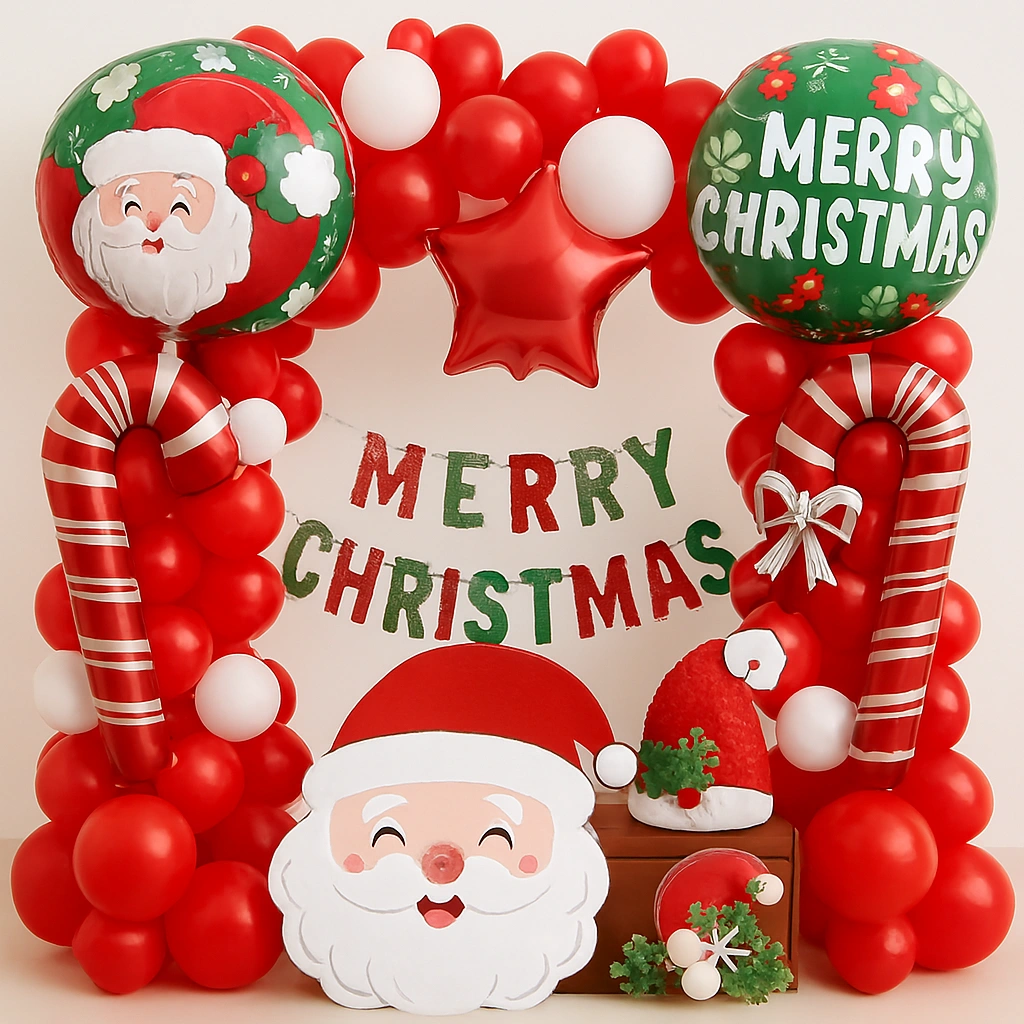 Festive Surprise: Santa's World Balloon Bouquet