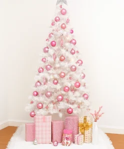 Pink & Rose Gold Elegance: White Christmas Tree Decor