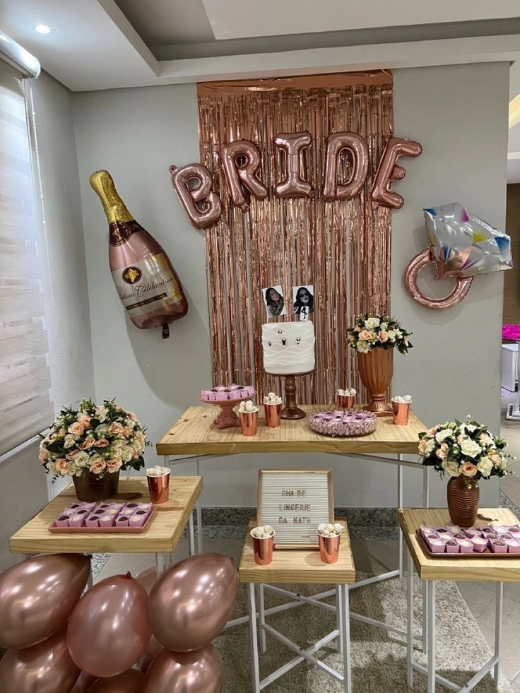 Radiant rose gold bachelorette party decoration