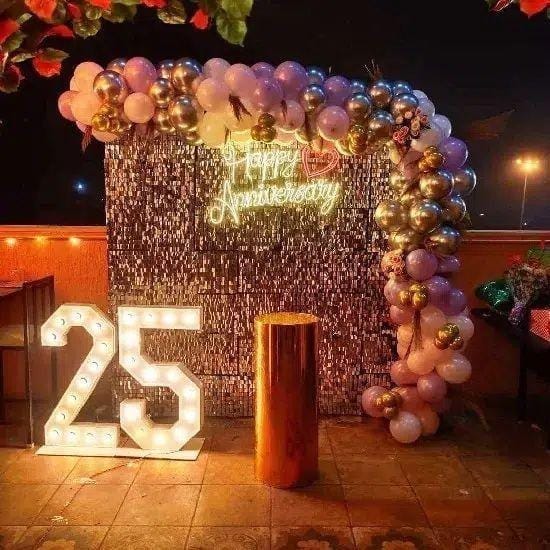 Rose gold sequin premium anniversary decoration backdrop