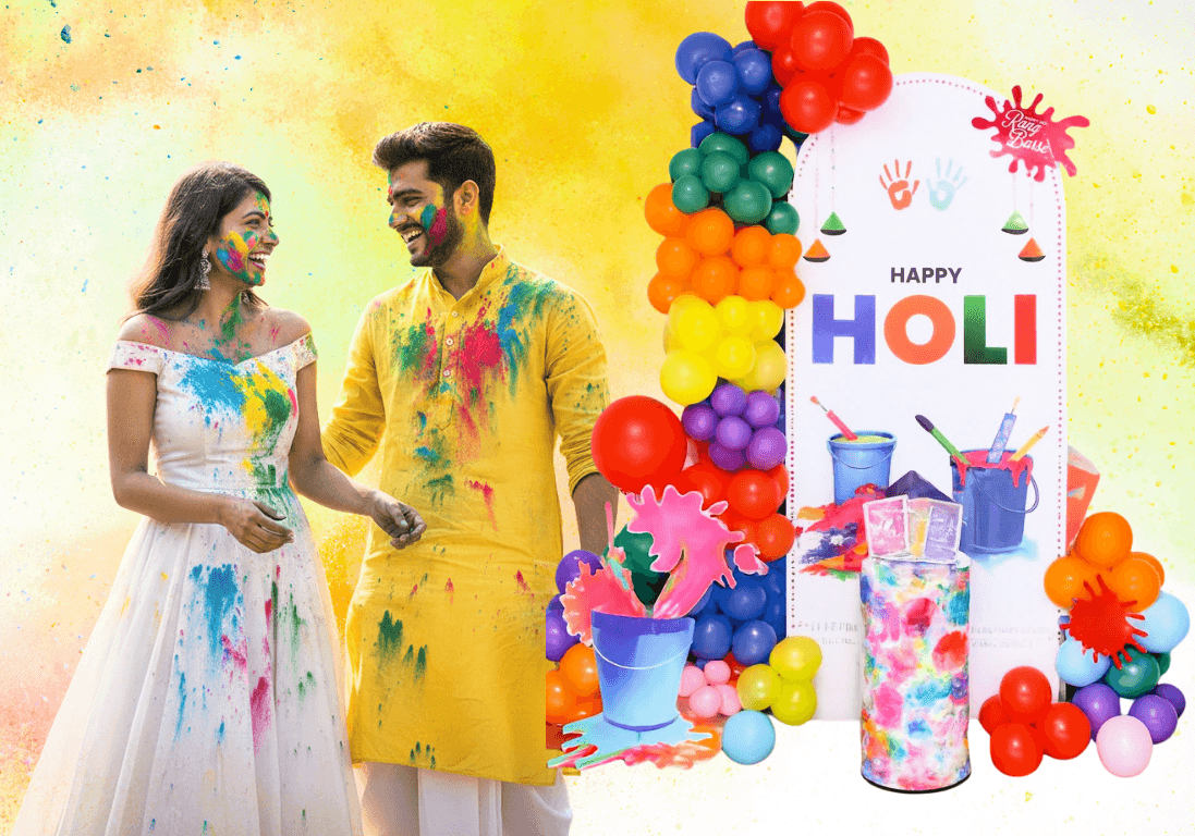 Colourful Holi decoration for a festive celebration