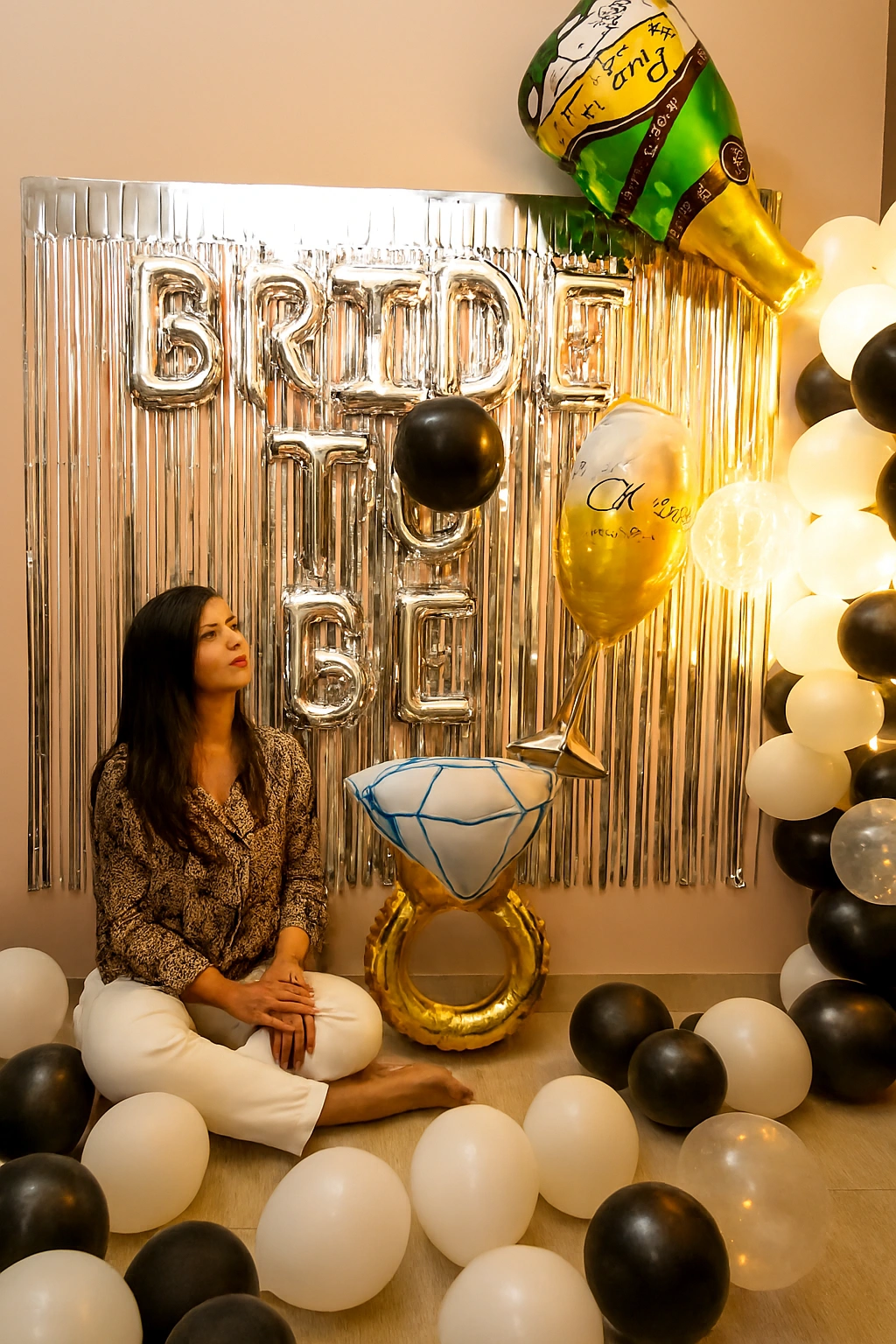 Sparkling bachelorette party decoration for a bride-to-be