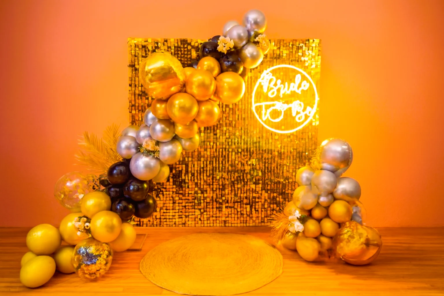 Golden bride-to-be party decoration backdrop