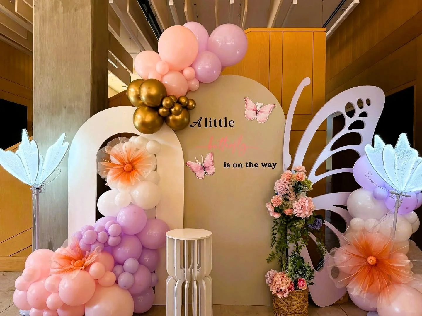Premium birthday decoration in Delhi NCR with statement backdrop and elegant balloon styling