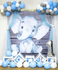 Blue Elephant Woodland Birthday Decoration