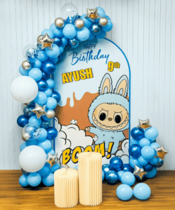 Labubu Blue Starry Birthday Decoration