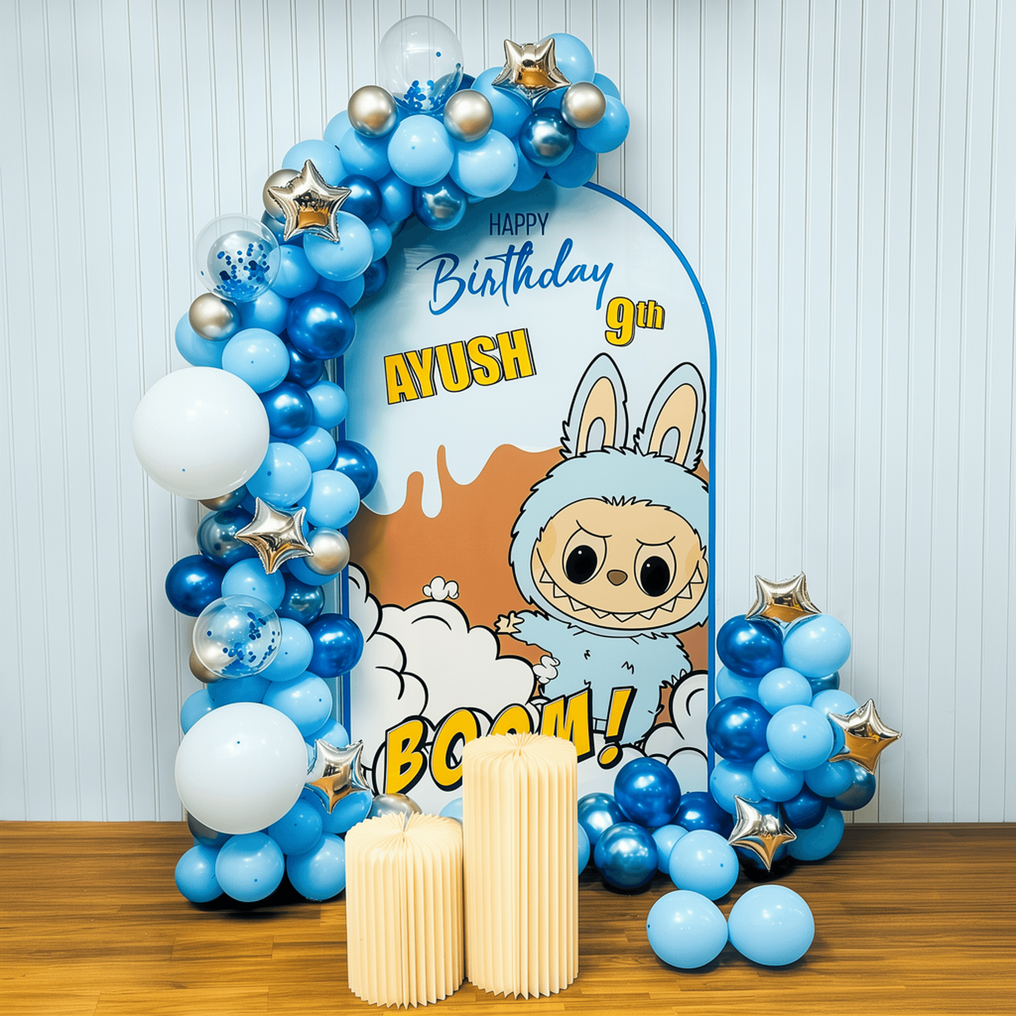 Labubu Blue Starry Birthday Decoration