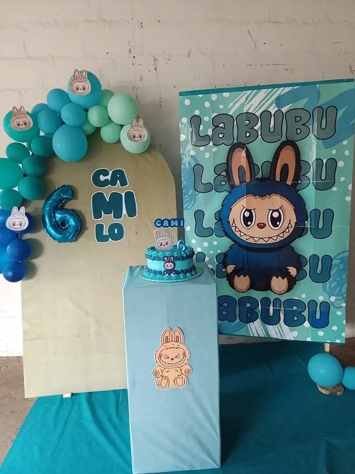 Labubu Blue Starry Birthday Decoration - Image 2
