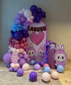 Labubu Pink Rose Gold Birthday Decoration - Image 3