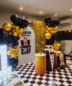Little Man Black & Gold First Birthday Decoration - Image 5