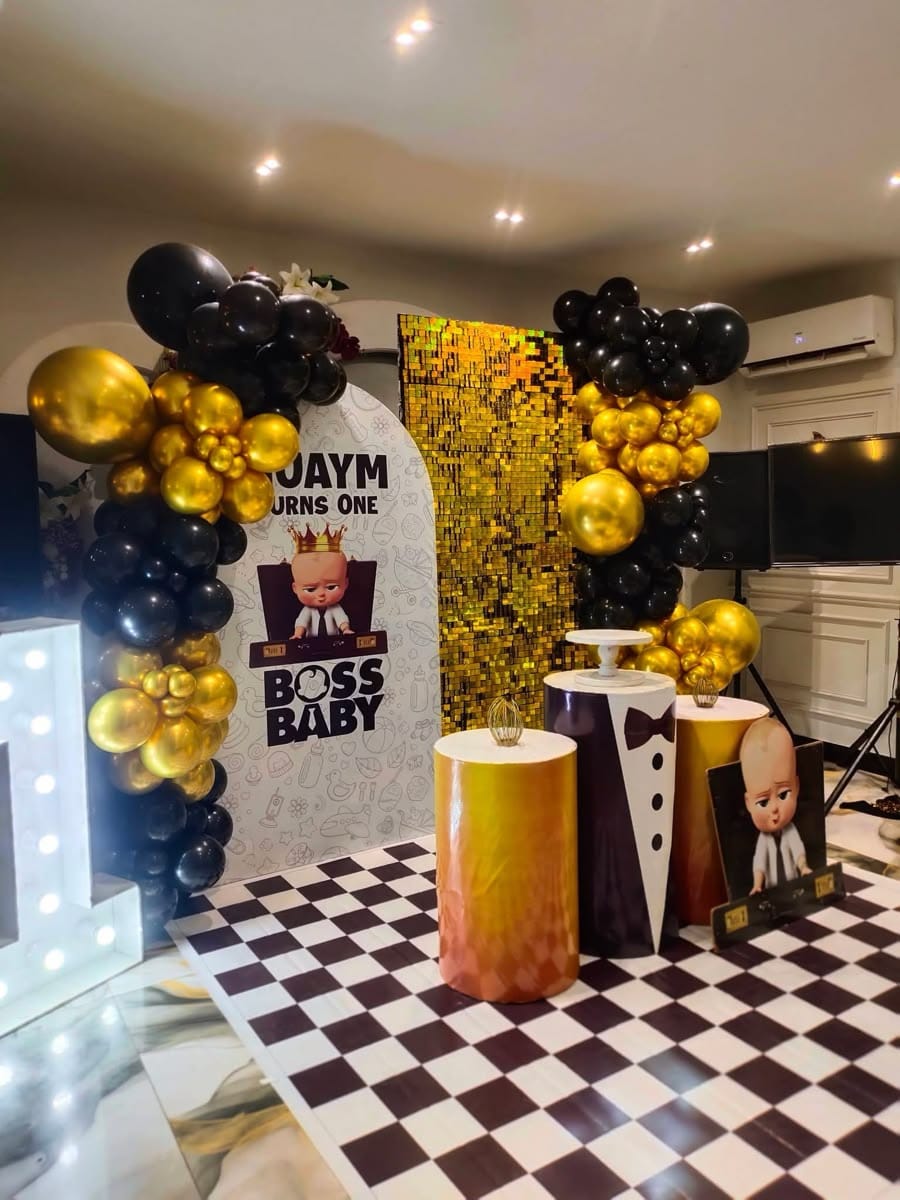 Little Man Black & Gold First Birthday Decoration - Image 5