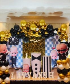 Little Man Black & Gold First Birthday Decoration - Image 3