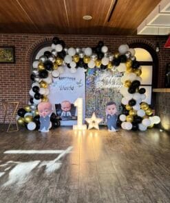 Little Man Black & Gold First Birthday Decoration - Image 4