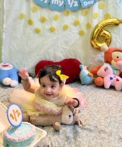 Pastel Half Birthday Milestone Balloon Decoration - Image 4