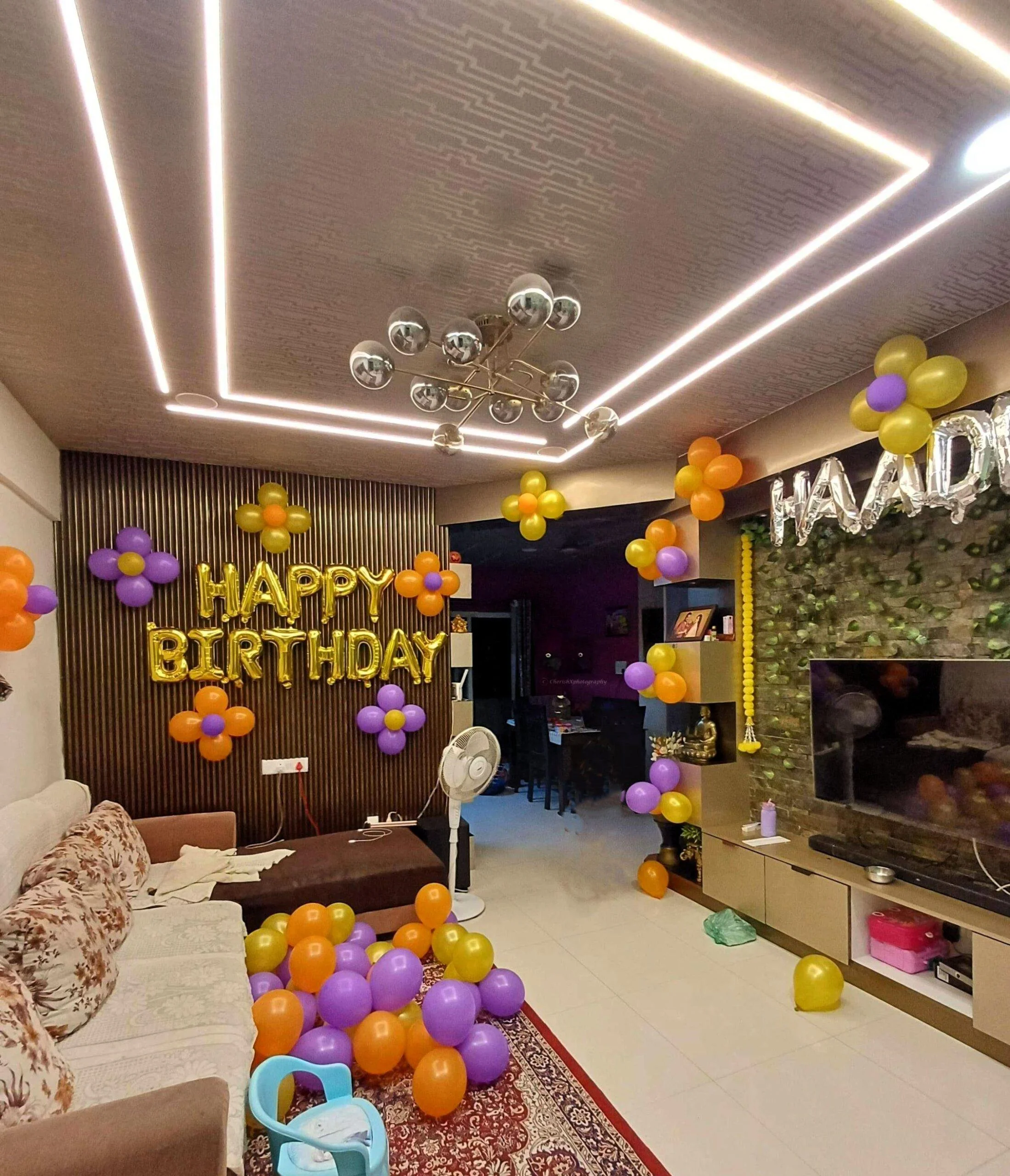 Simple birthday balloon decoration at home in Delhi NCR