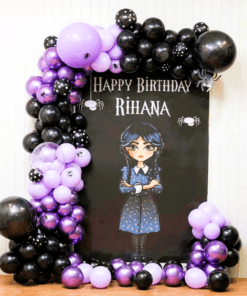 Wednesday Nevermore Custom Name Birthday Decoration