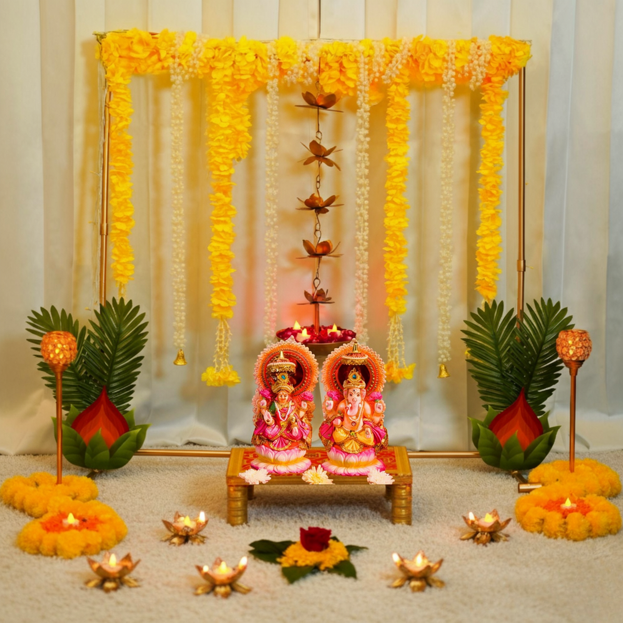 Auspicious Yellow & Gold DIY Puja Altar
