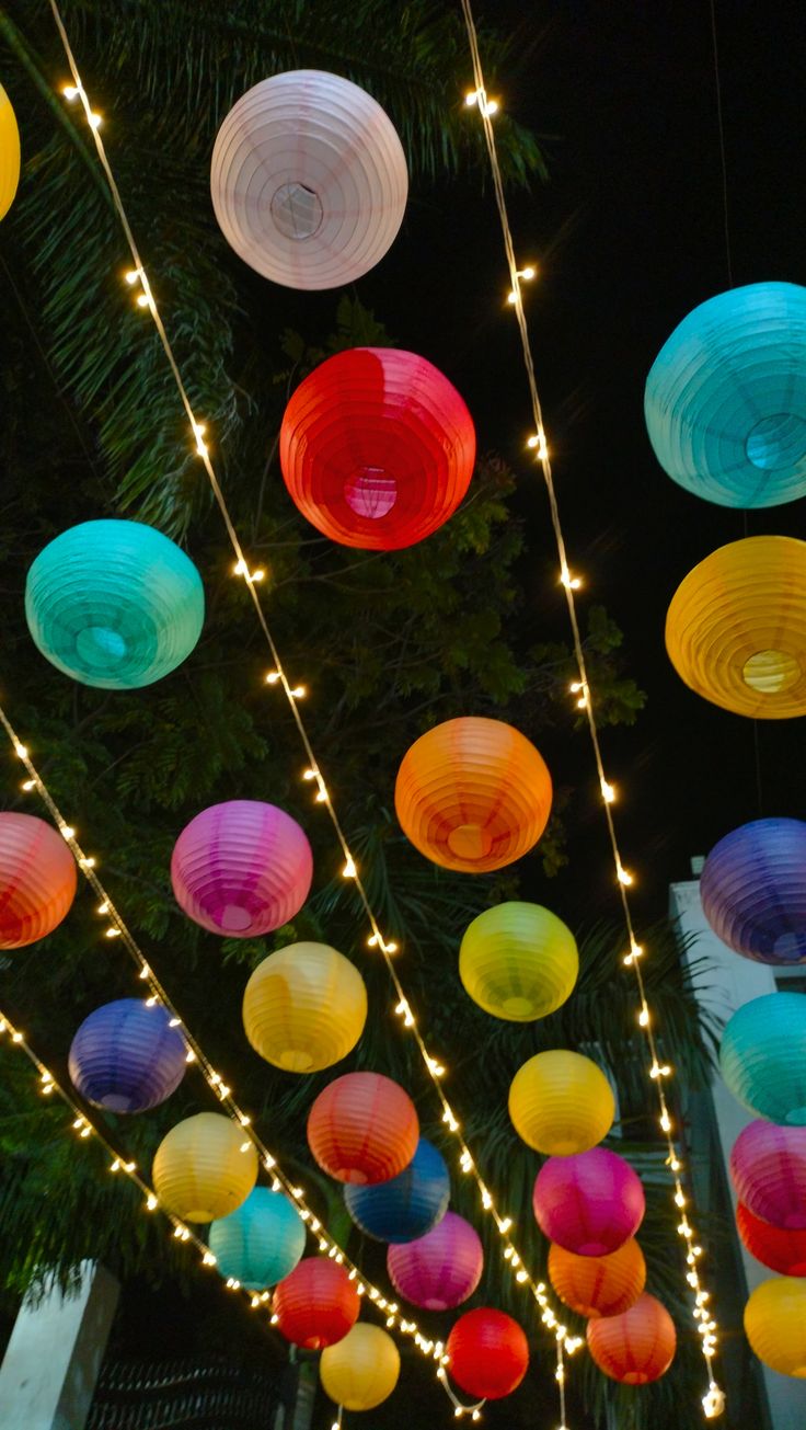 Colourful Lantern & Fairy Light Canopy - Image 2