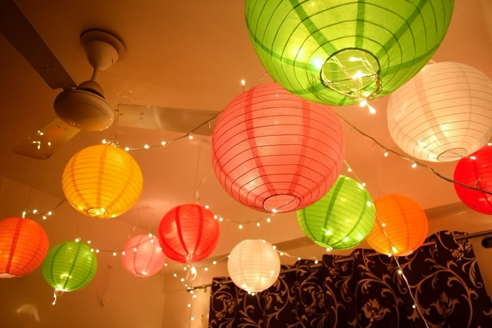 Colourful Lantern & Fairy Light Canopy