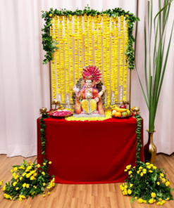 Compact Marigold & Rajni Puja Backdrop