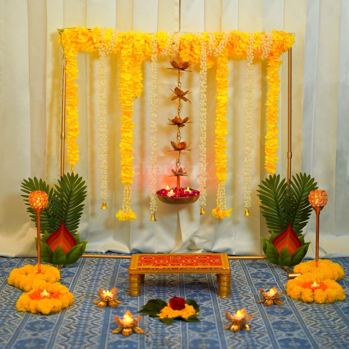 Compact Marigold & Rajni Puja Backdrop - Image 4