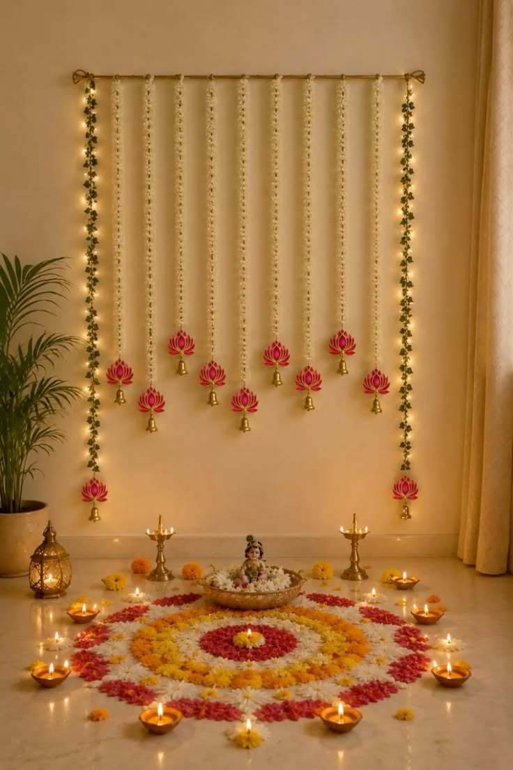 Diwali Diya & Lantern Festive Backdrop - Image 4
