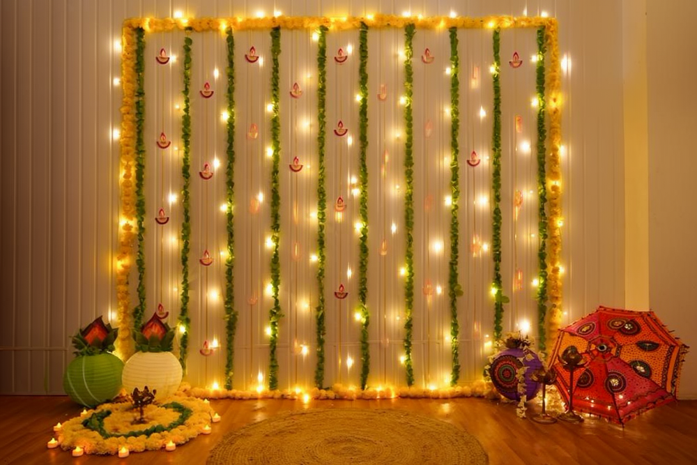 Diwali Diya & Lantern Festive Backdrop