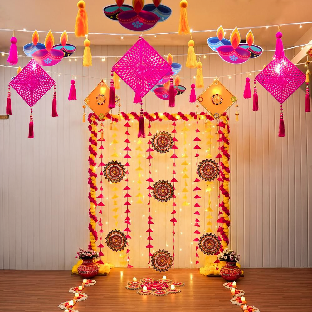 Diwali Lantern & Garland Ceiling Decor