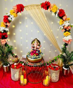 Floral Ring & Colourful Tassel Ganpati Decor - Image 4