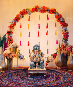Floral Ring & Colourful Tassel Ganpati Decor
