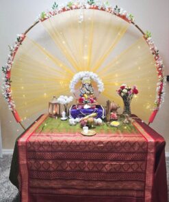 Floral Ring & Colourful Tassel Ganpati Decor - Image 3