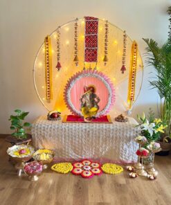 Floral Ring & Colourful Tassel Ganpati Decor - Image 2