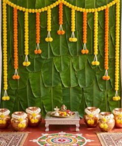 Foliage & Marigold Festive Puja Backdrop - Image 4