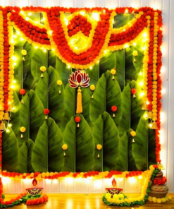 Foliage & Marigold Festive Puja Backdrop