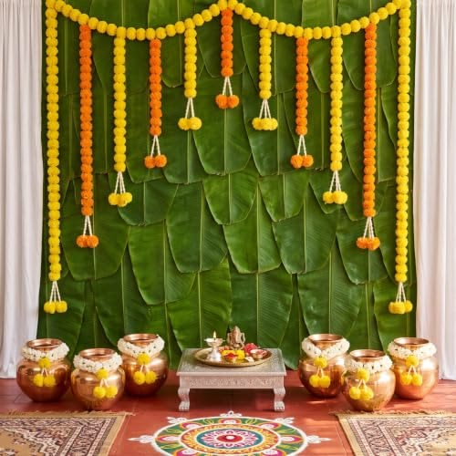 Foliage & Marigold Festive Puja Backdrop - Image 4