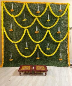 Foliage & Marigold Festive Puja Backdrop - Image 3