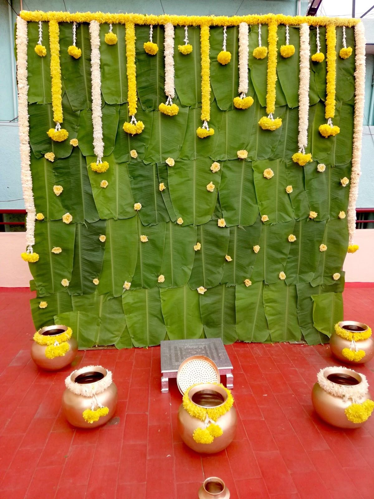 Foliage & Marigold Festive Puja Backdrop - Image 2